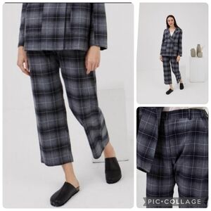 Mus & Bombon Ribas Pants Soft Cotton Flannel Wide Leg Plaid Trousers Trouser NWT